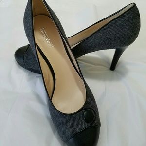 Nine West black gray pumps high heels Size 10